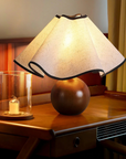 Wavy Shade Wood Table Lamp