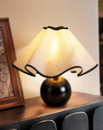Wavy Shade Wood Table Lamp