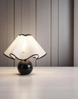 Wavy Shade Wood Table Lamp