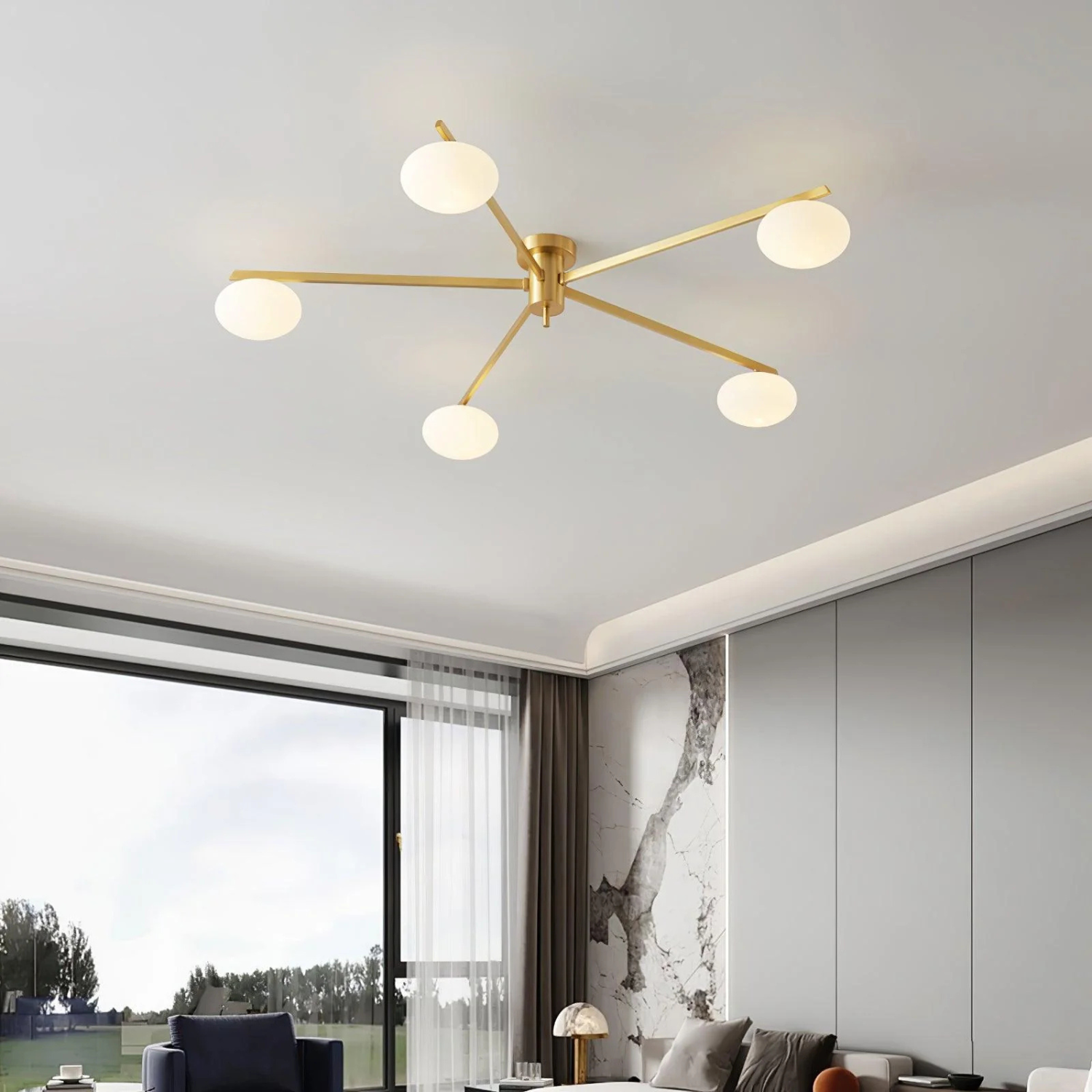 Floating Arm Globe Ceiling Lamp