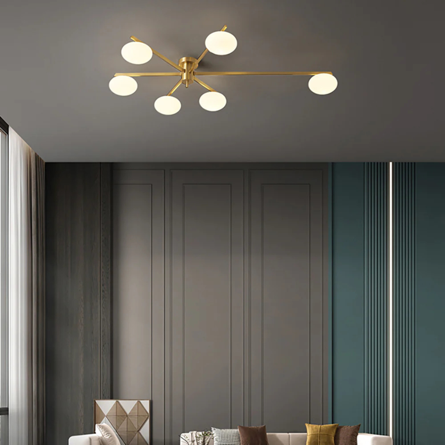 Floating Arm Globe Ceiling Lamp