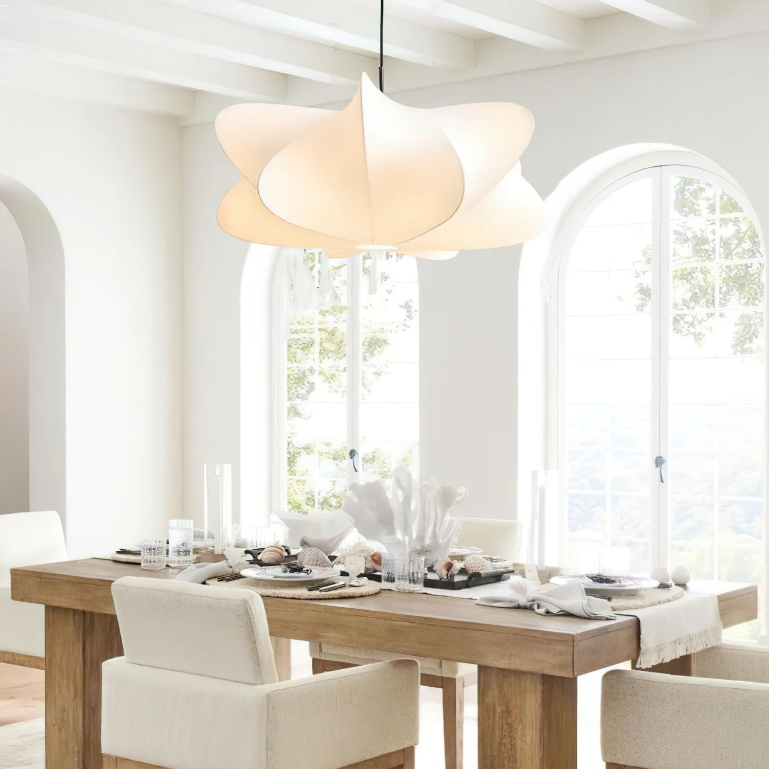 Floating Silk &amp; Iron Pendant Lamp