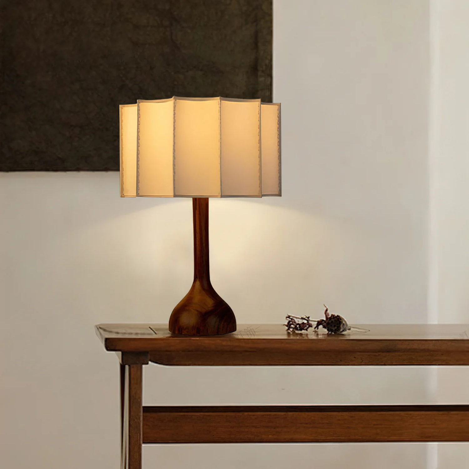 Sculptural Wooden Table Lamp