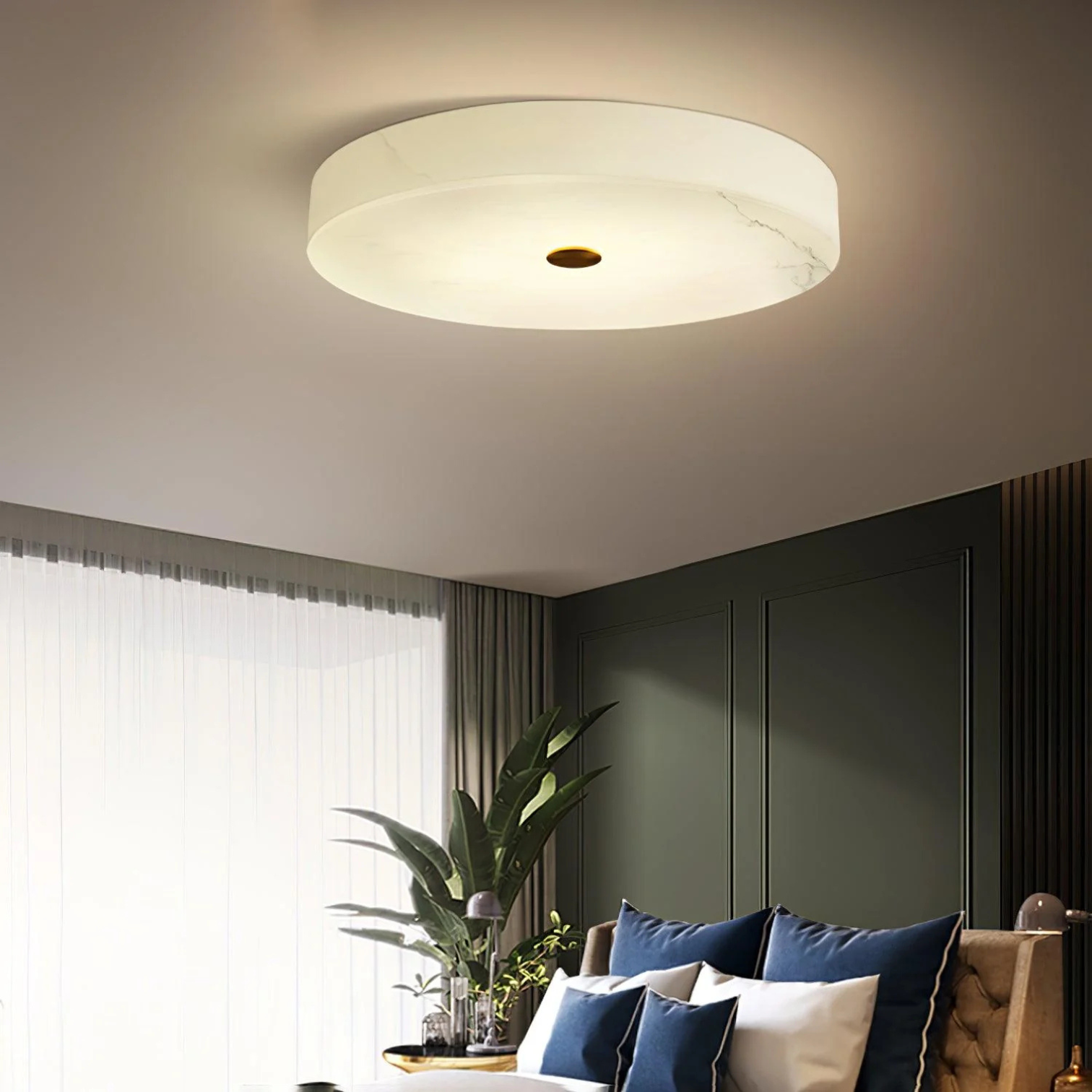 Full Copper &amp; Marble Ceiling Lamp