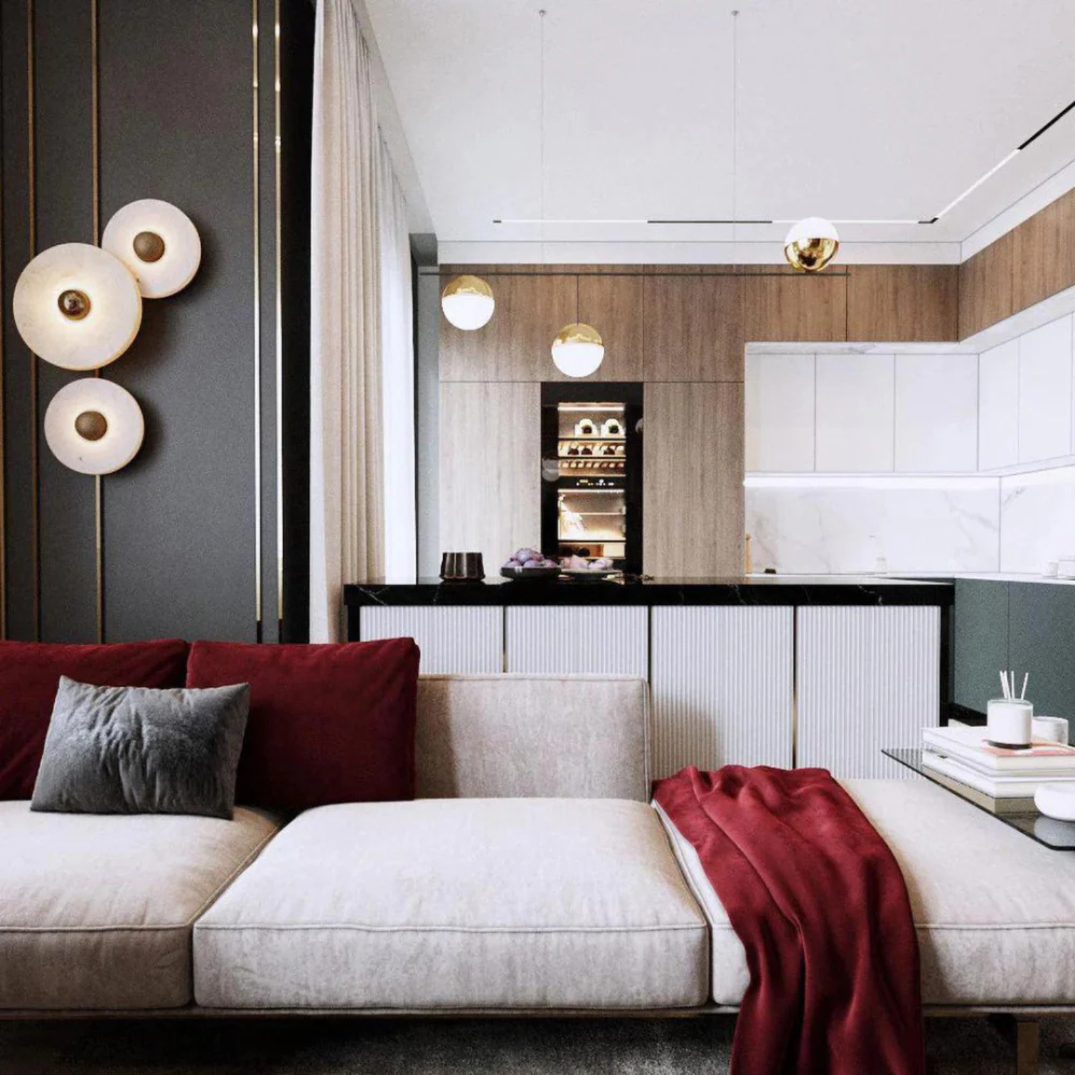 Marble &amp; Aluminum Wall Lamp