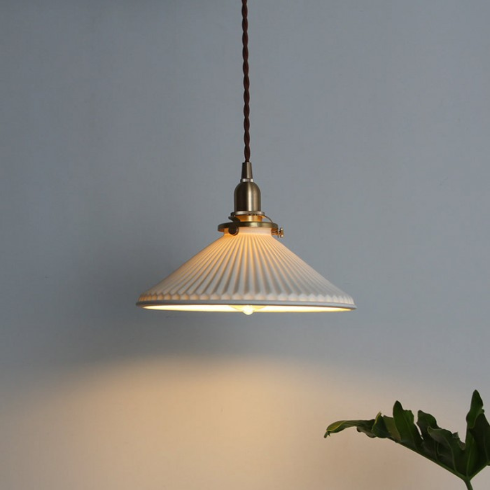 Pleated Ceramic Pendant Lamp