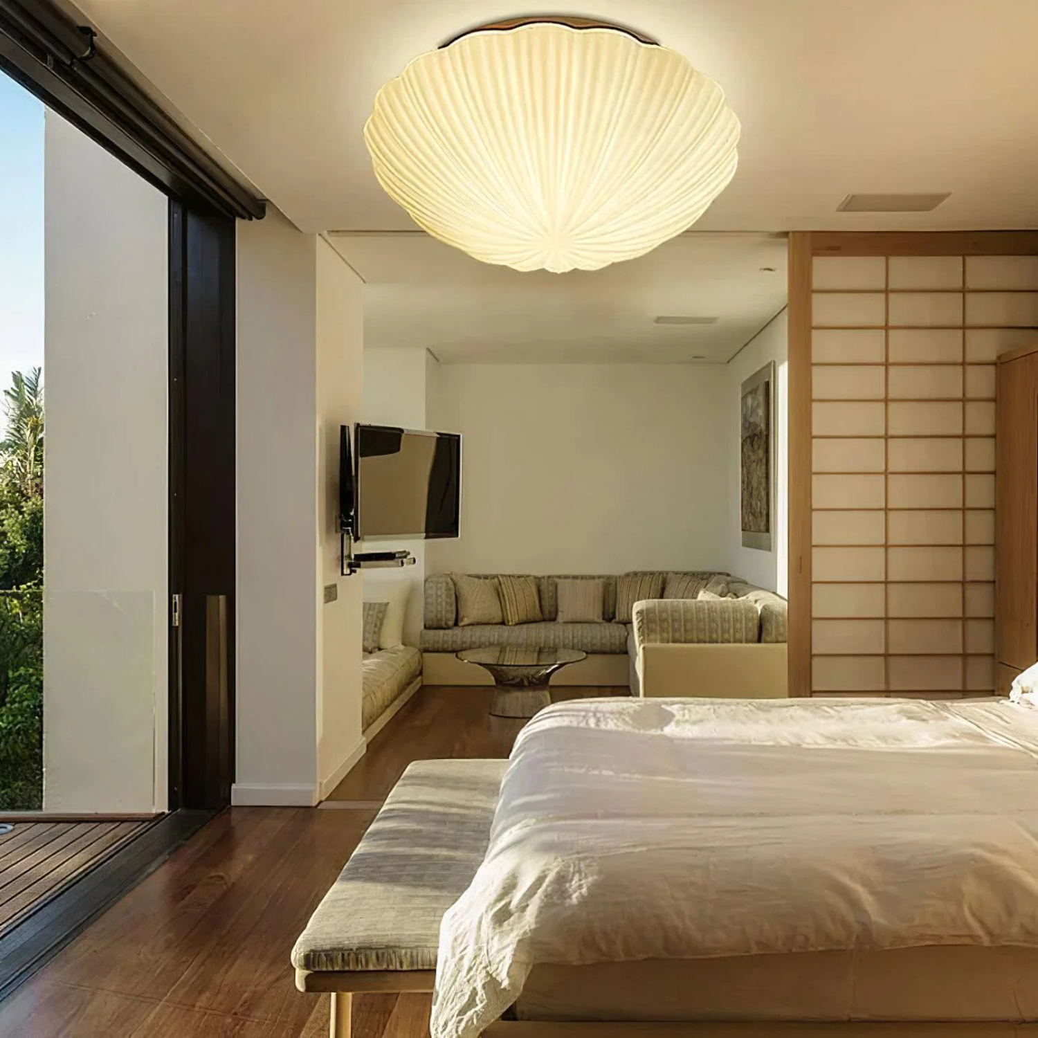 Pleated Shell-Inspired Ceiling Lamp