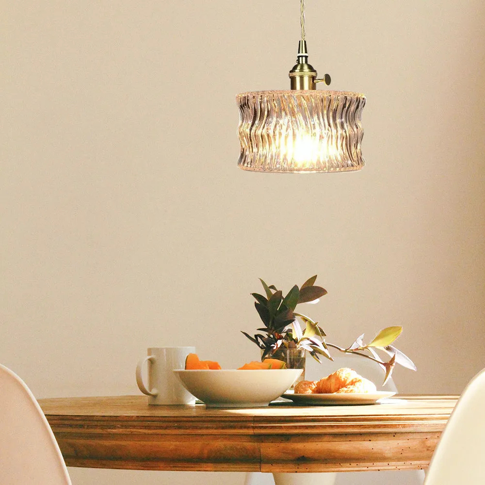 Wave-Textured Glass Pendant Lamp