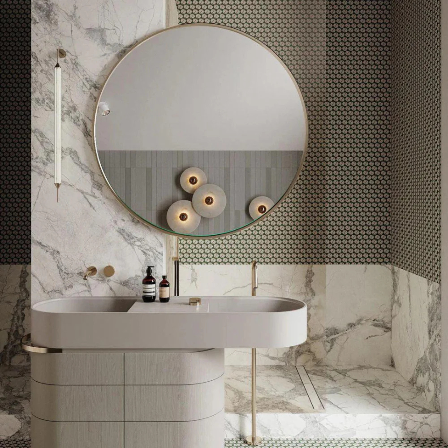 Marble &amp; Aluminum Wall Lamp