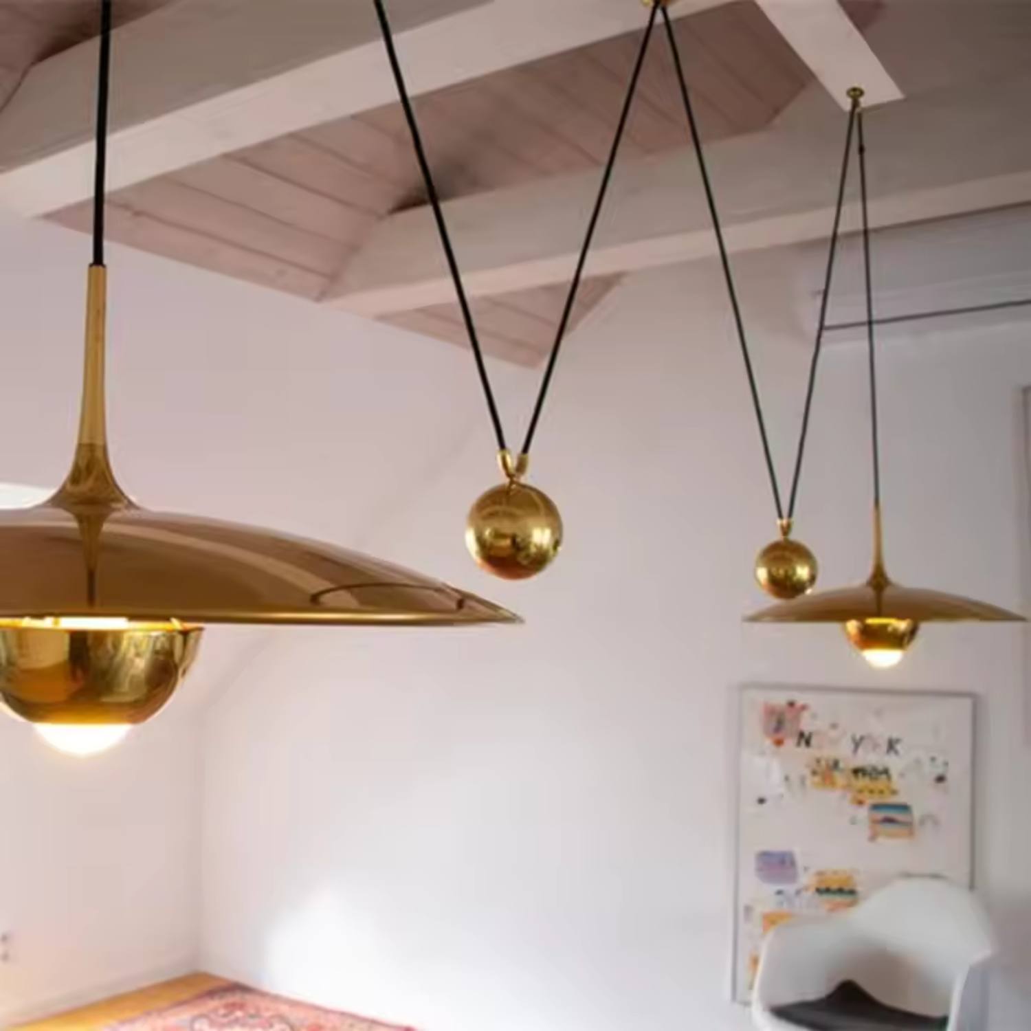 Copper &amp; Chrome Pendant Lamp