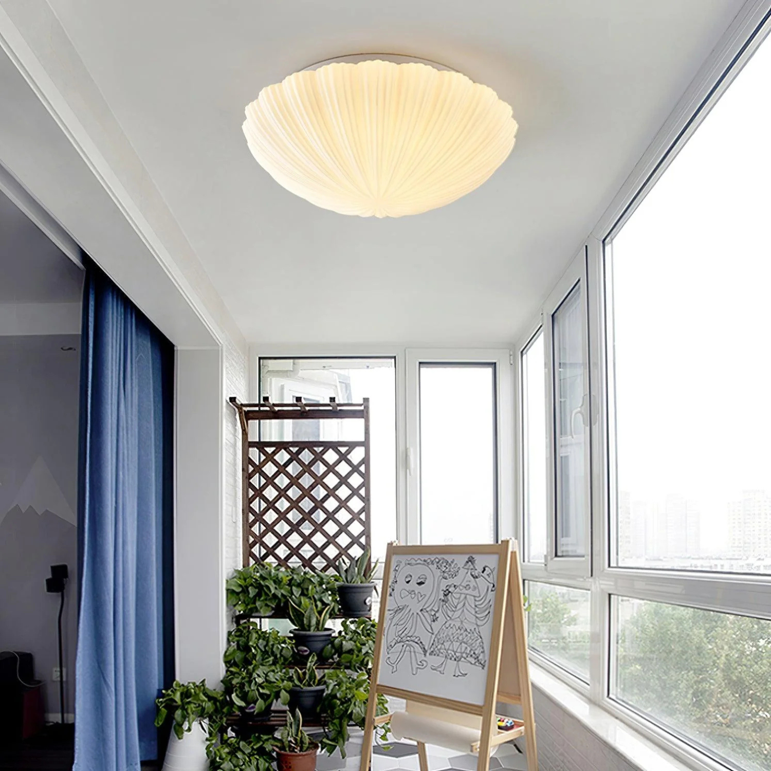 Pleated Shell-Inspired Ceiling Lamp