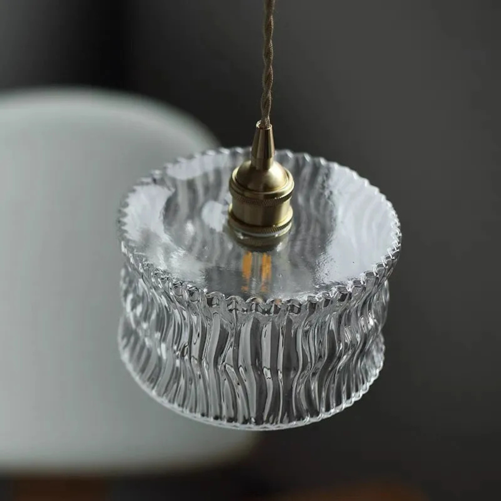 Wave-Textured Glass Pendant Lamp