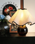 Wavy Shade Wood Table Lamp