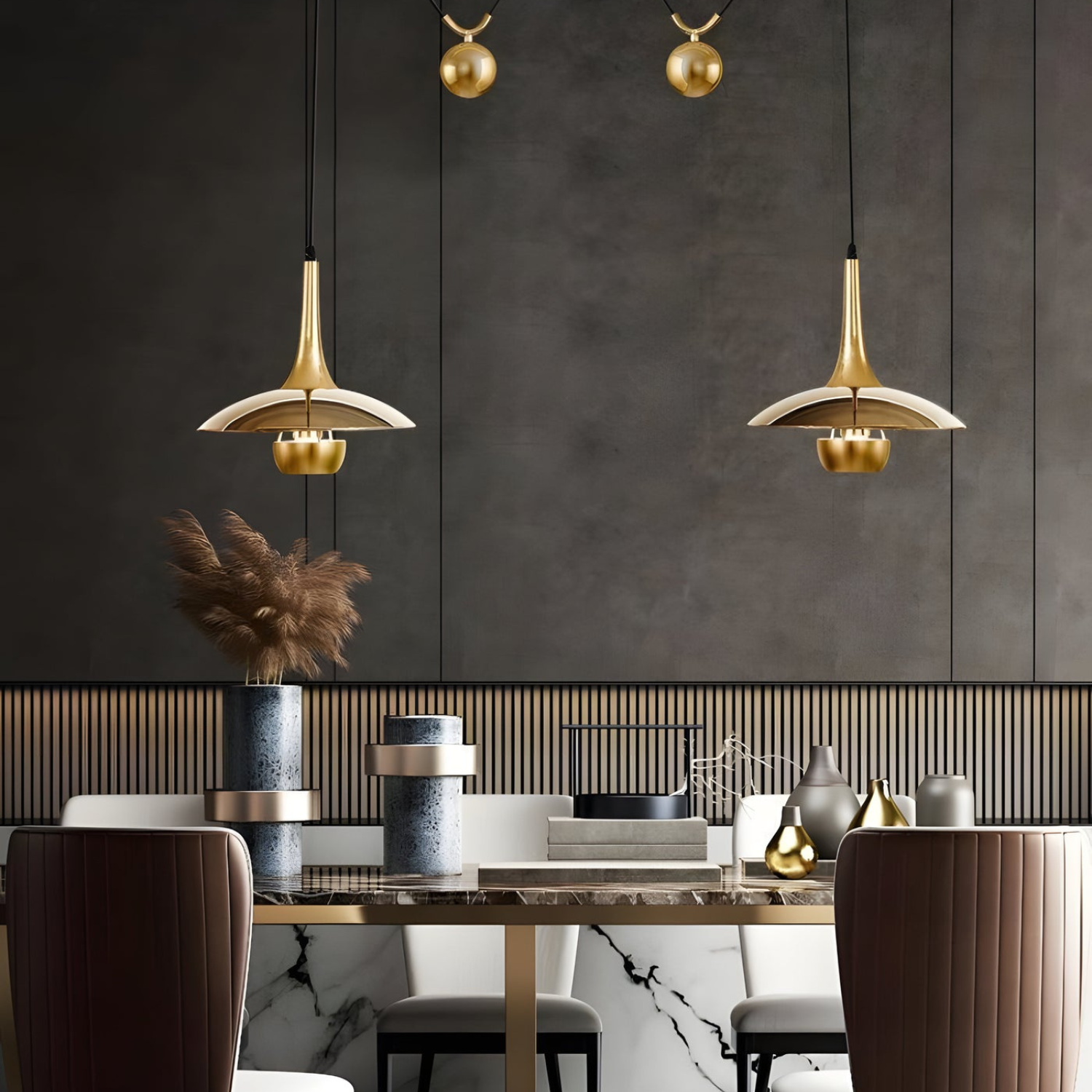 Copper &amp; Chrome Pendant Lamp