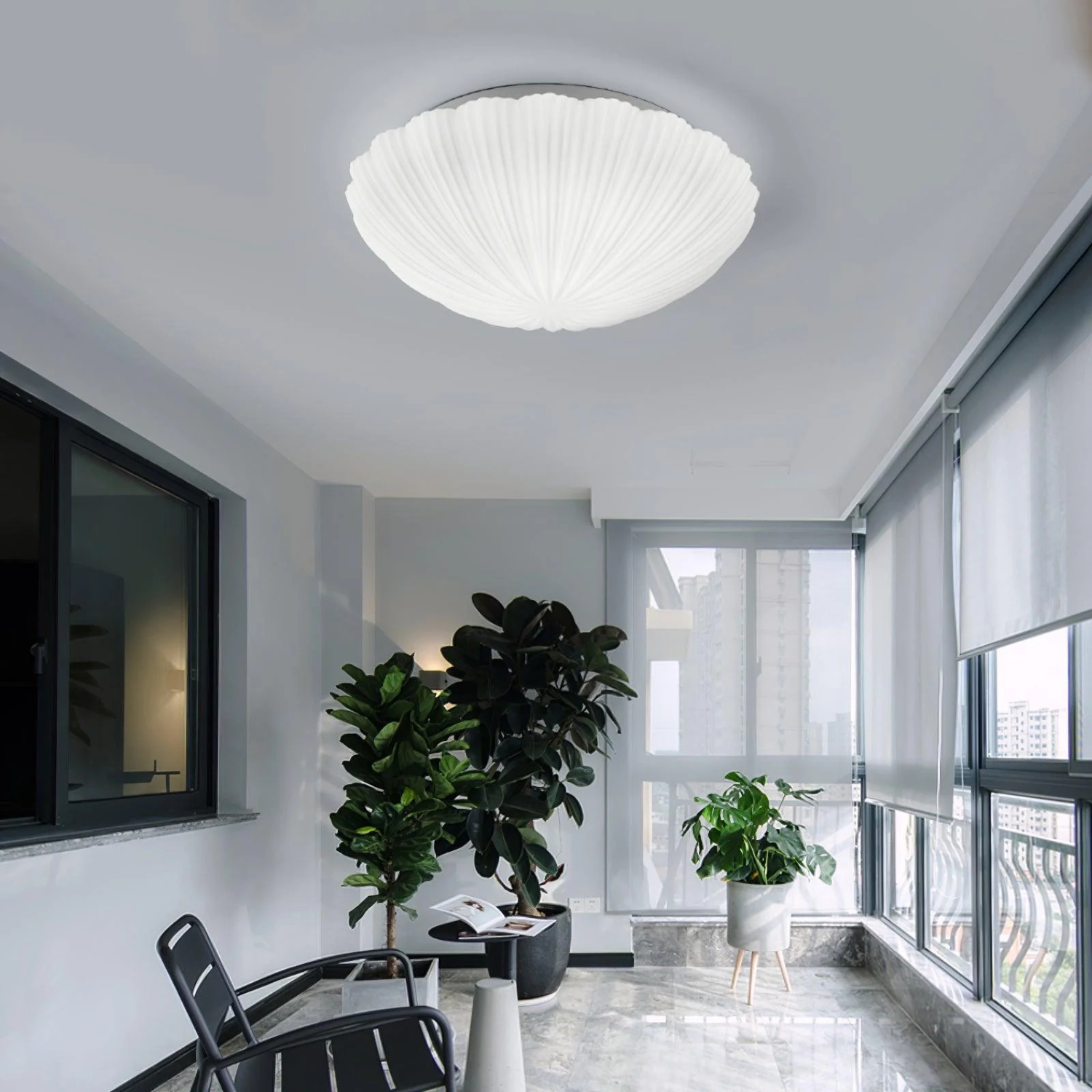 Pleated Shell-Inspired Ceiling Lamp
