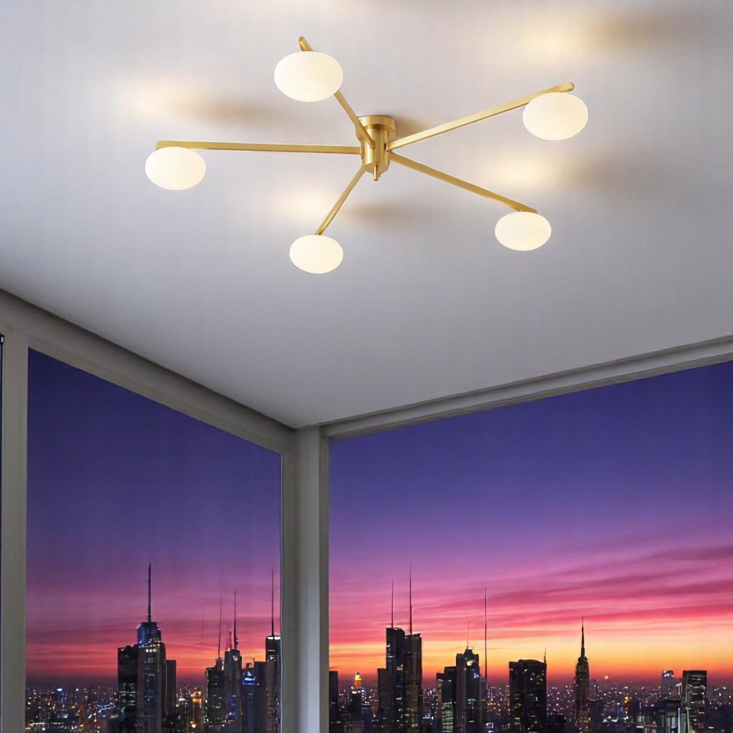 Floating Arm Globe Ceiling Lamp