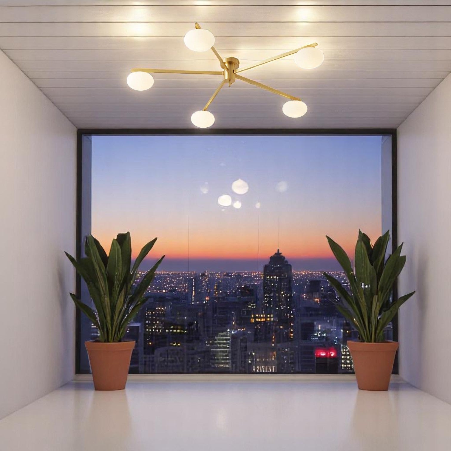 Floating Arm Globe Ceiling Lamp