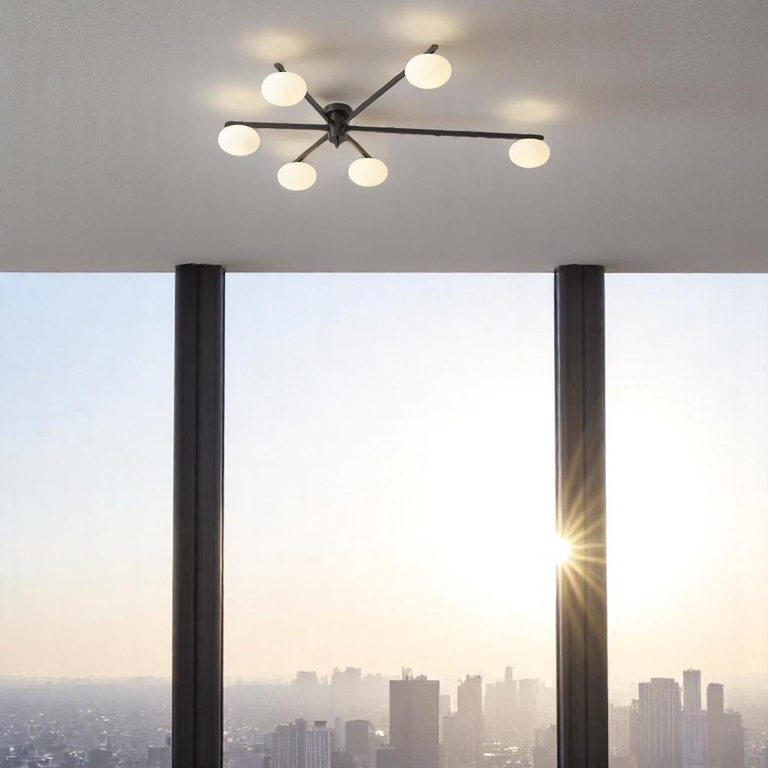 Floating Arm Globe Ceiling Lamp