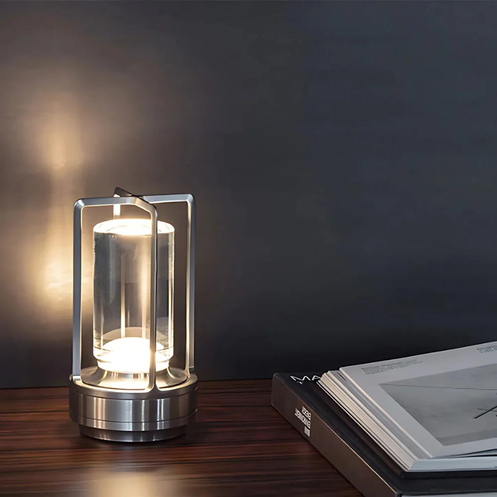Aluminum &amp; Crystal Wireless Table Lamp