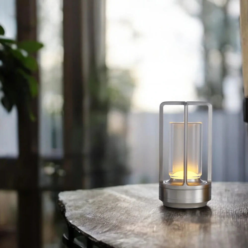 Aluminum &amp; Crystal Wireless Table Lamp