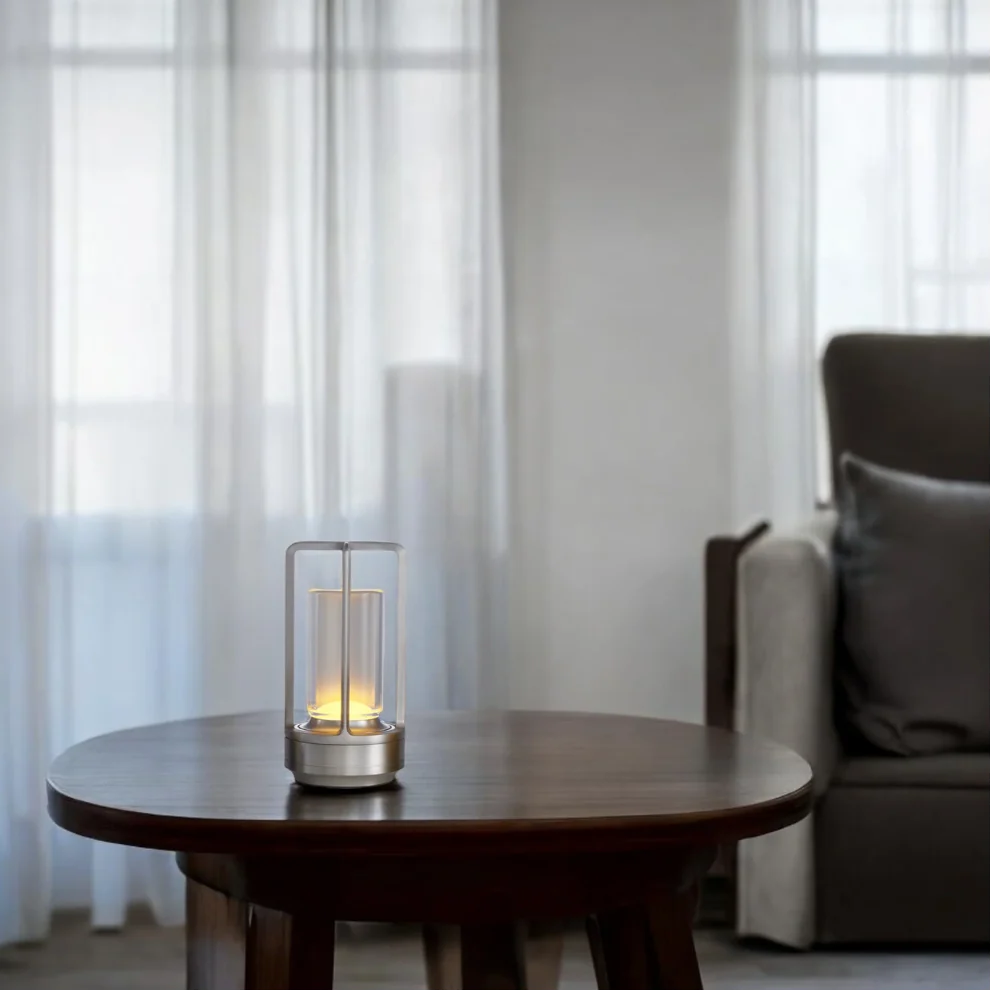 Aluminum &amp; Crystal Wireless Table Lamp